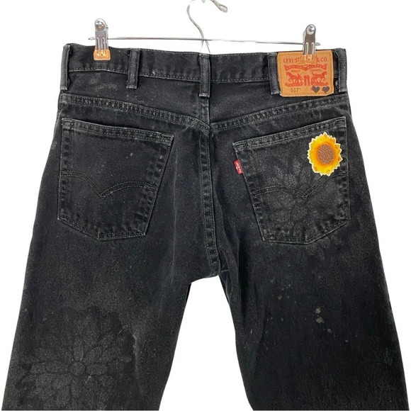 Levis 517 Bootcut Flare Jeans Waist 30 Womens 10 Handmade Upcycled Black Levi’s - Picture 5 of 14